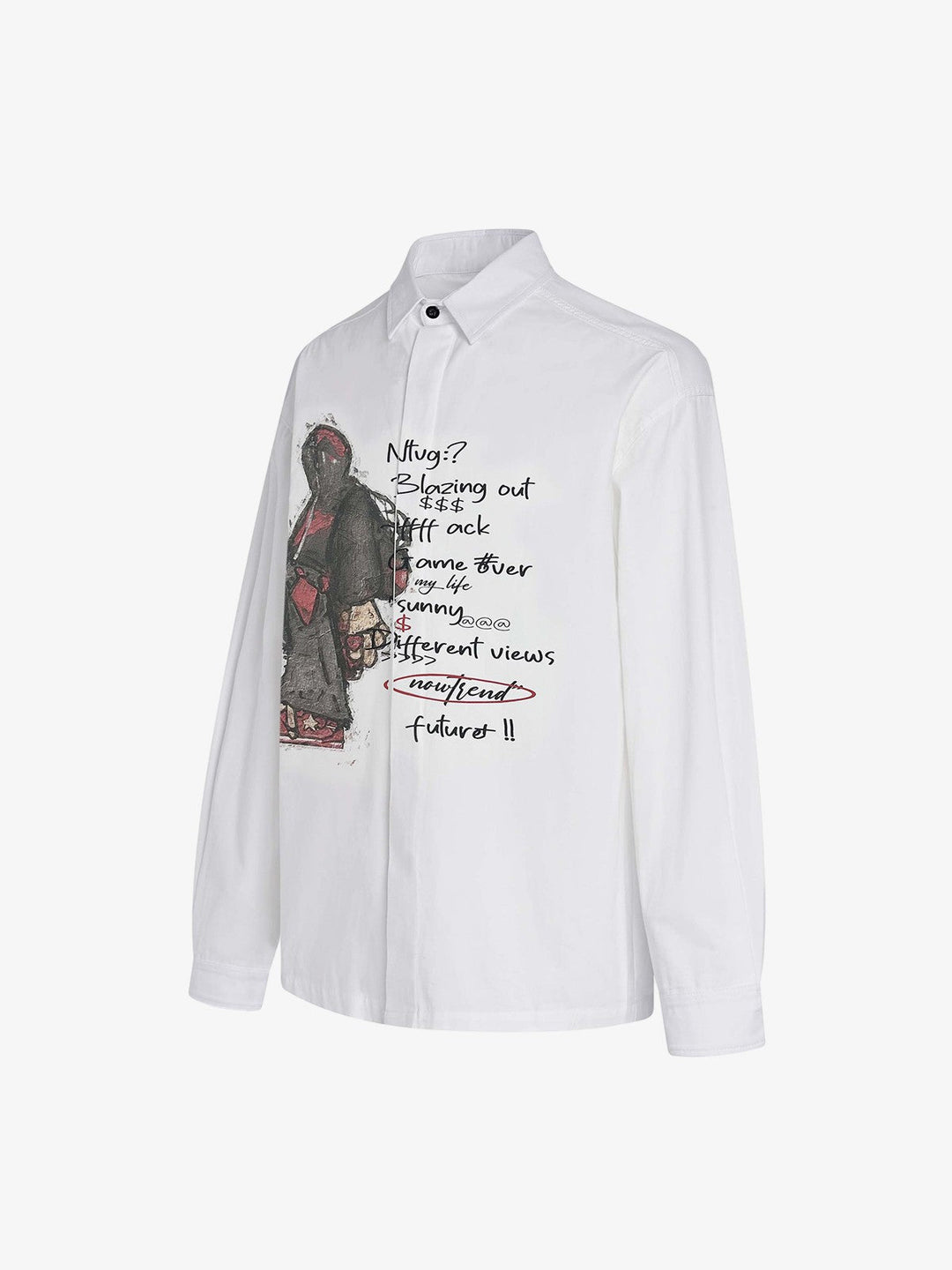 Graphic Portrait Print Long-Sleeve Shirt