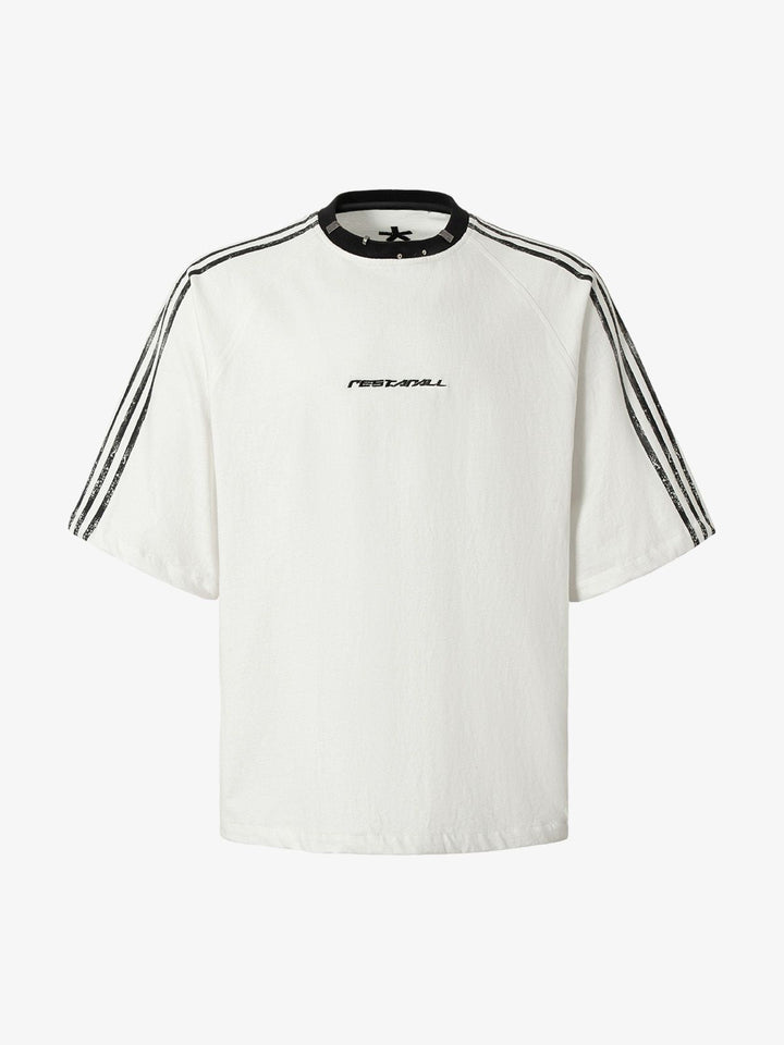 Heavy Washed Street Metal Collar T-shirt