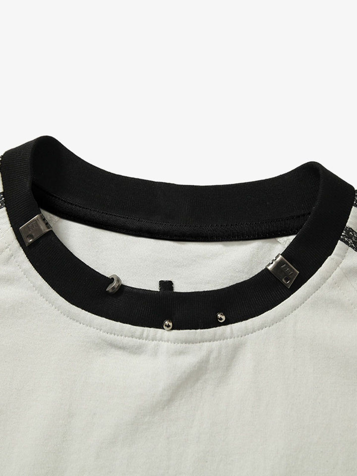 Heavy Washed Street Metal Collar T-shirt
