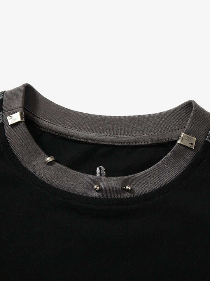 Heavy Washed Street Metal Collar T-shirt