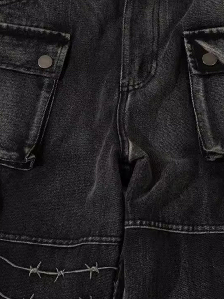 High Street Embroidery Hip-Hop Jeans - 2122