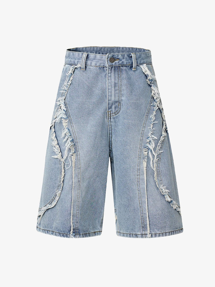High Street Washed Distressed Denim Shorts - 2100