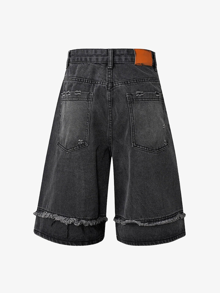 High Street Washed Distressed Denim Shorts - 2100