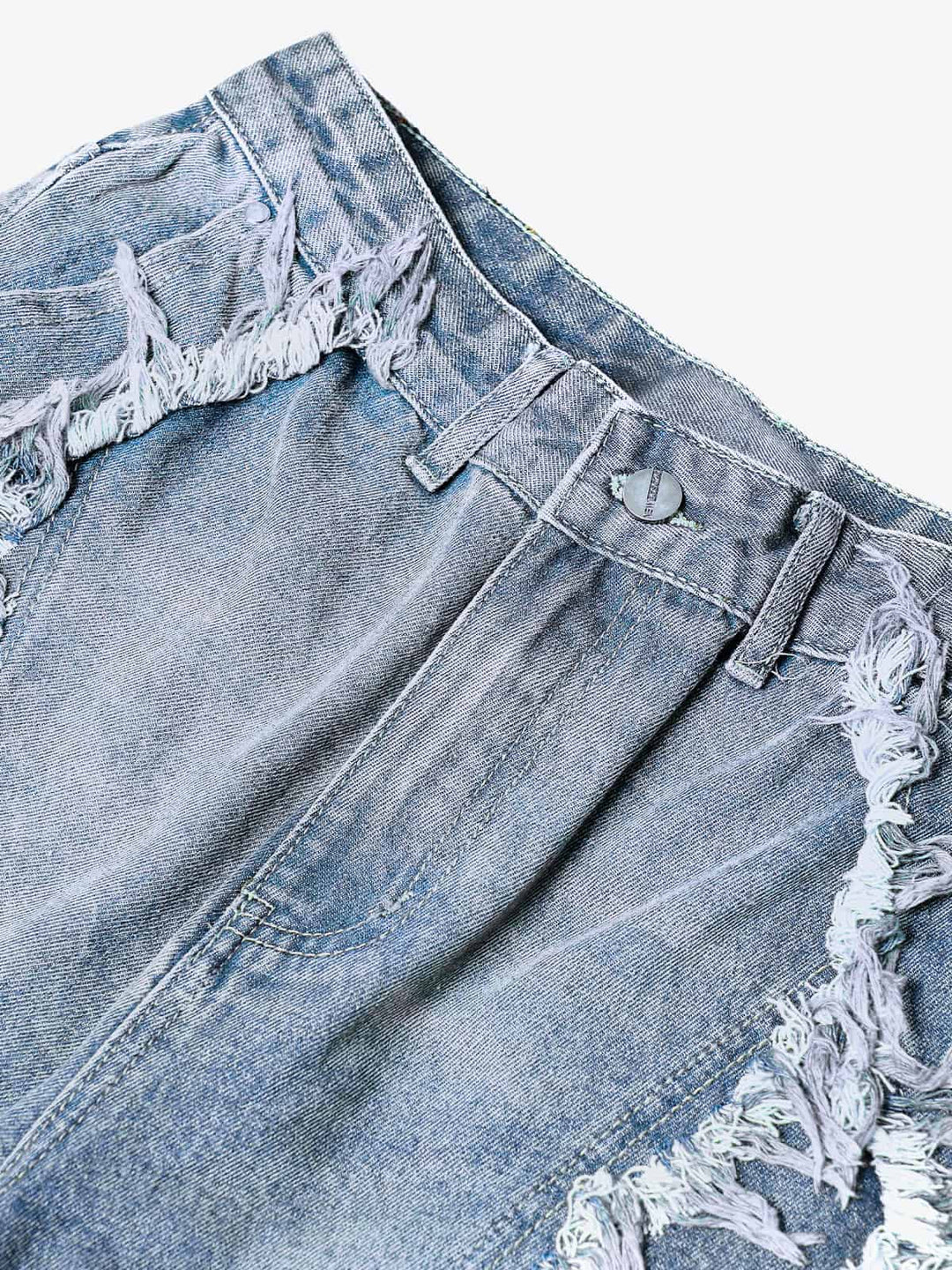 High Street Washed Distressed Denim Shorts - 2100