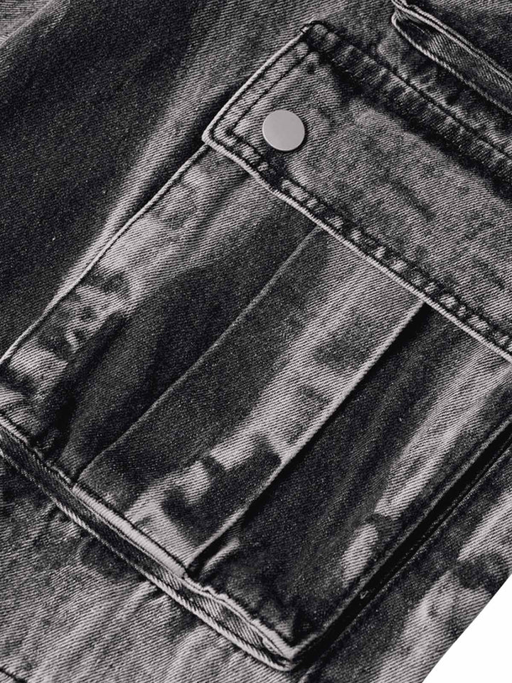 High Street Washed Distressed Work Jeans - 2163