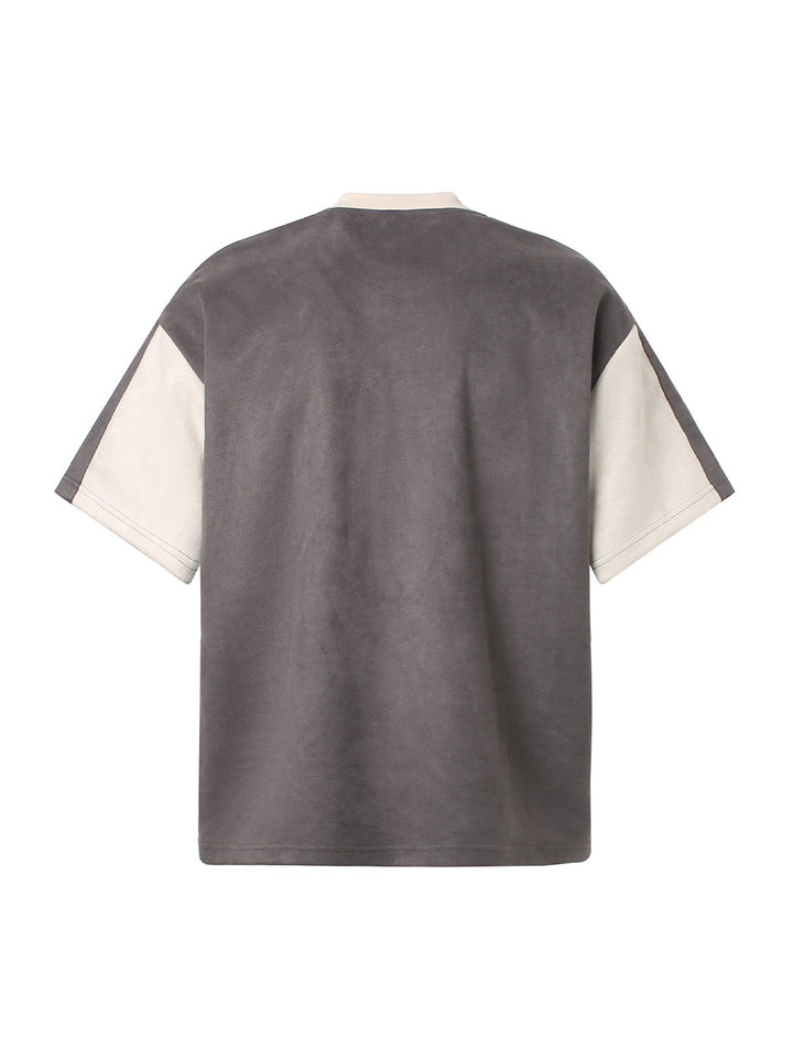 Jersey Deconstructed Contrast Color Stitching Print T-shirt - 2407