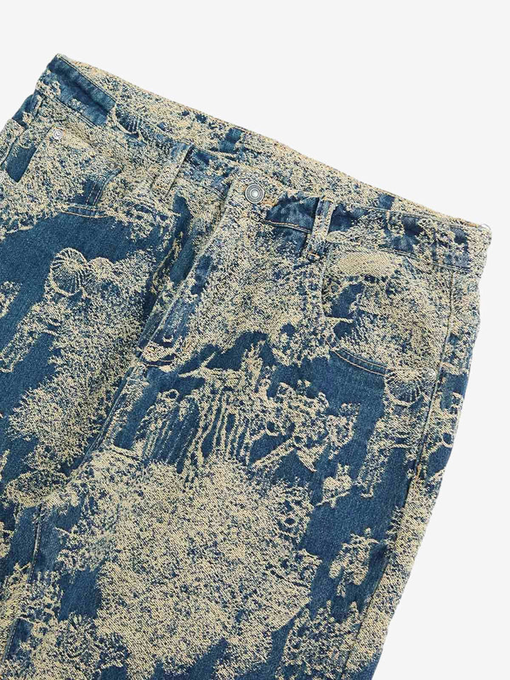 Landscape Jacquard Straight Jeans