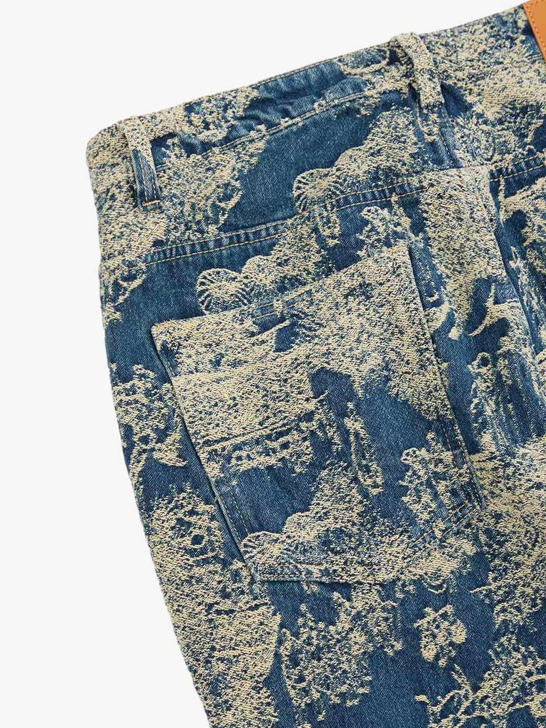 Landscape Jacquard Straight Jeans