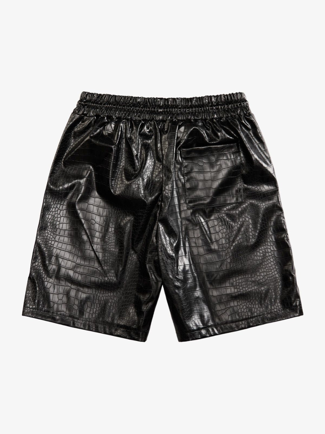Letter Embroidered Leather Shorts