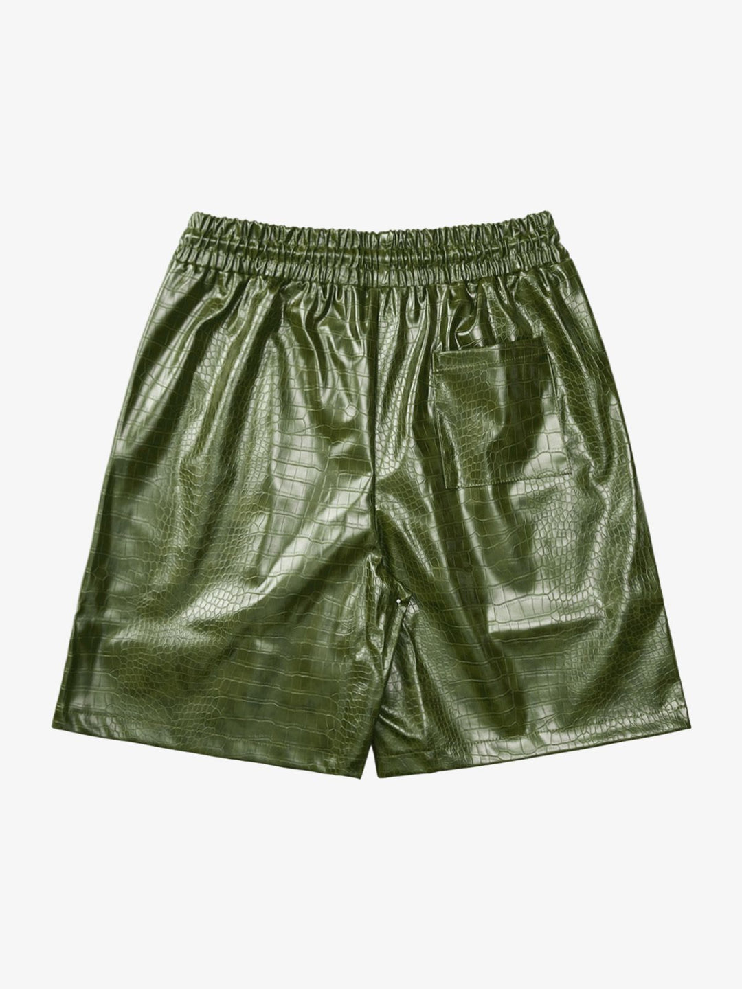 Letter Embroidered Leather Shorts