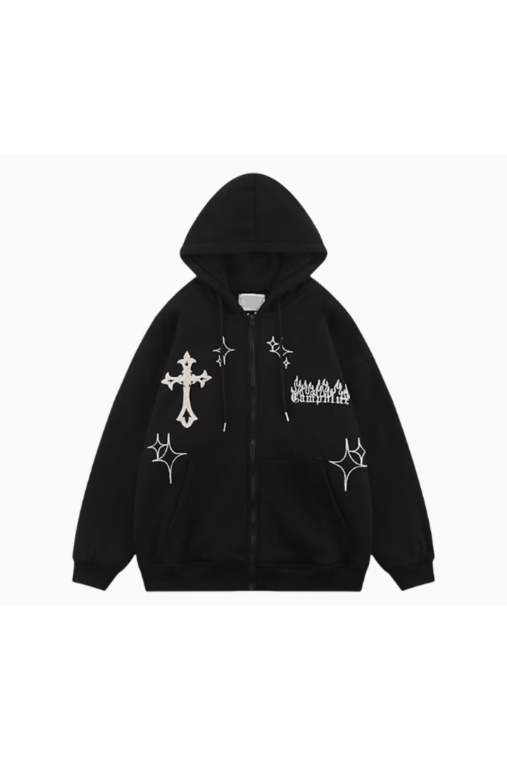 'Mason' Hooded Embroidered Cardigan Jacket