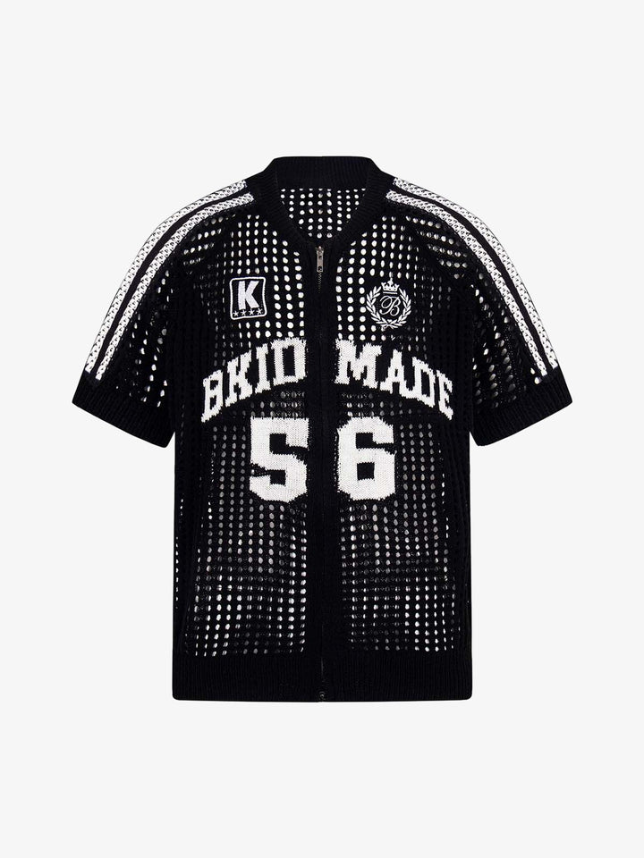 Mesh Zip-Up Sports Jersey Short Sleeve Shirt