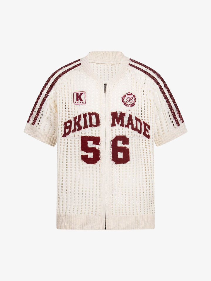 Mesh Zip-Up Sports Jersey Short Sleeve Shirt