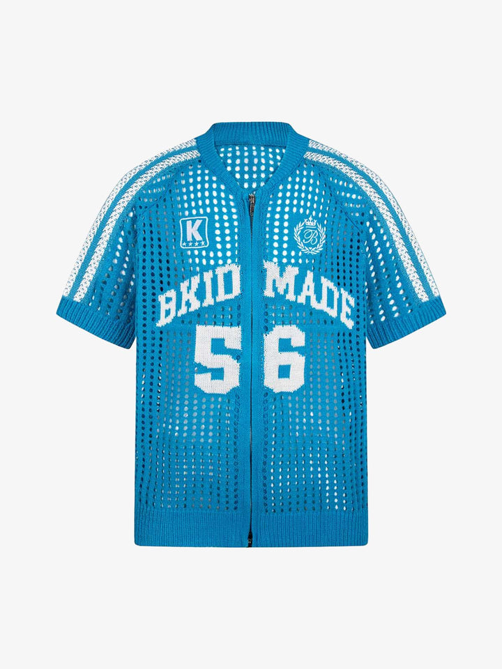 Mesh Zip-Up Sports Jersey Short Sleeve Shirt