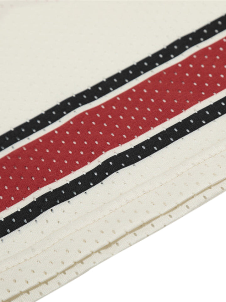 Patchwork Mesh letter Print Jersey T-Shirt