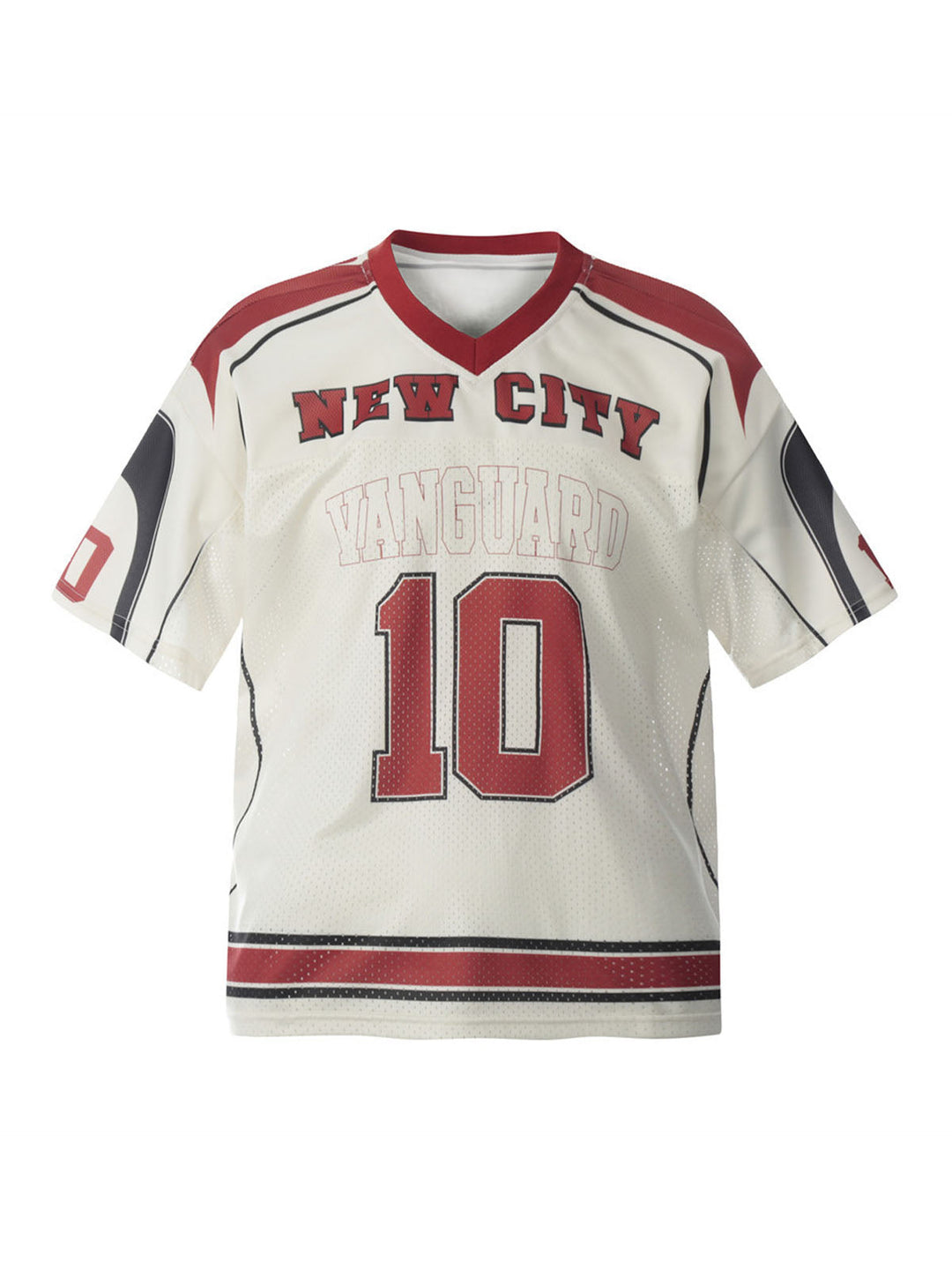 Patchwork Mesh letter Print Jersey T-Shirt