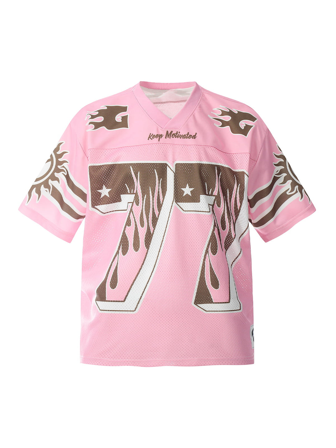 Pink Flame Print Jersey T-shirt - 2390