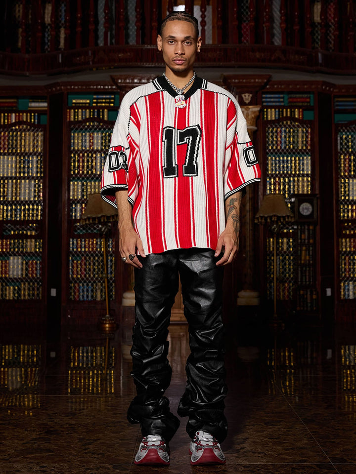 Punk Style Pleated Leather Pants - 2195