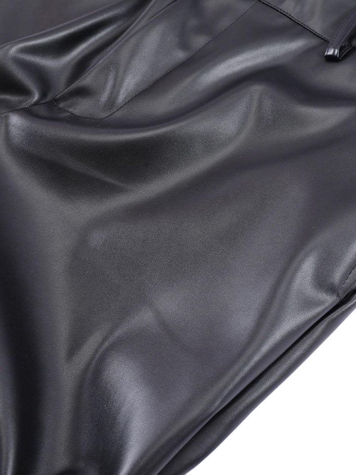 Punk Style Pleated Leather Pants - 2195