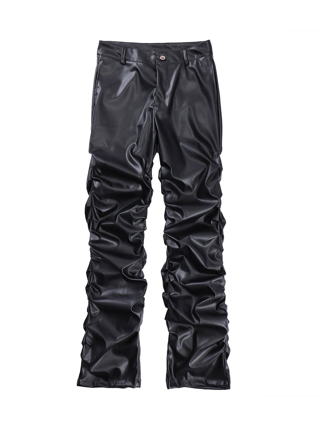 Punk Style Pleated Leather Pants - 2195
