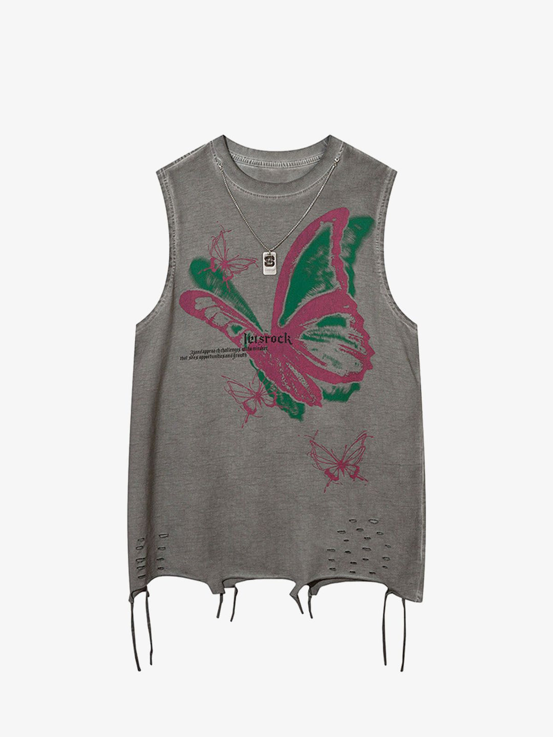Raw Edge Butterfly Print Vest