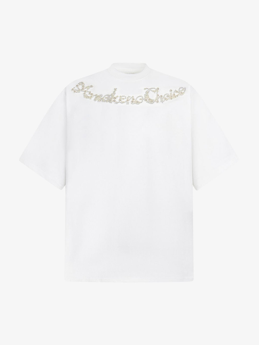 Retro Embroidery Beaded Letter Print T-shirt