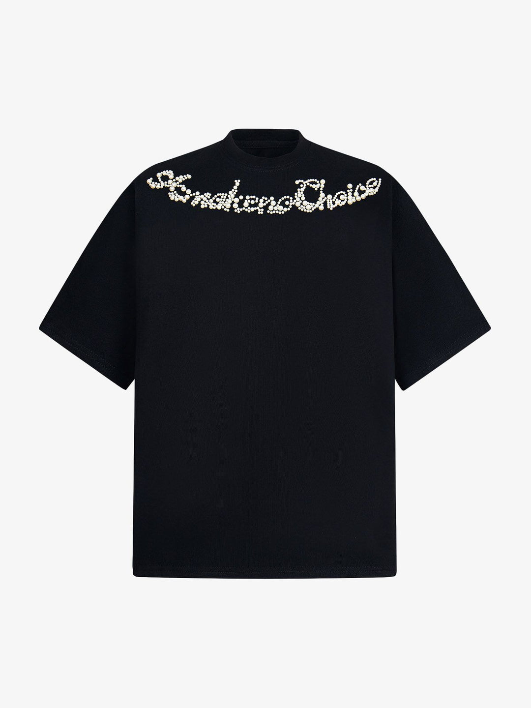Retro Embroidery Beaded Letter Print T-shirt