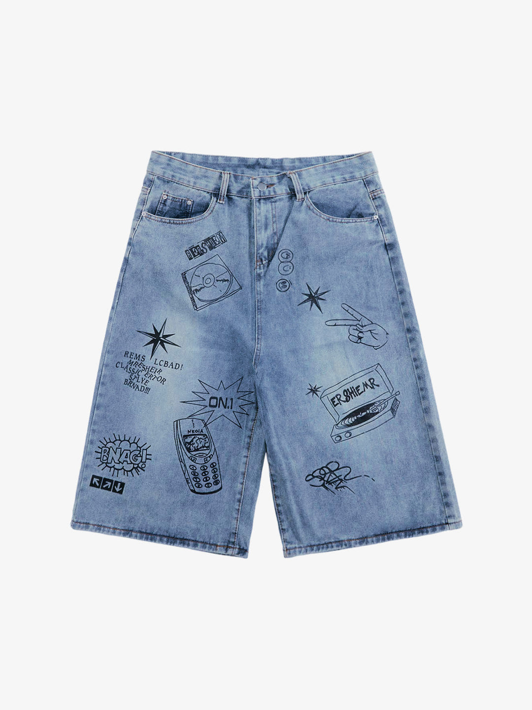 Retro Fun Graffiti Denim Jorts