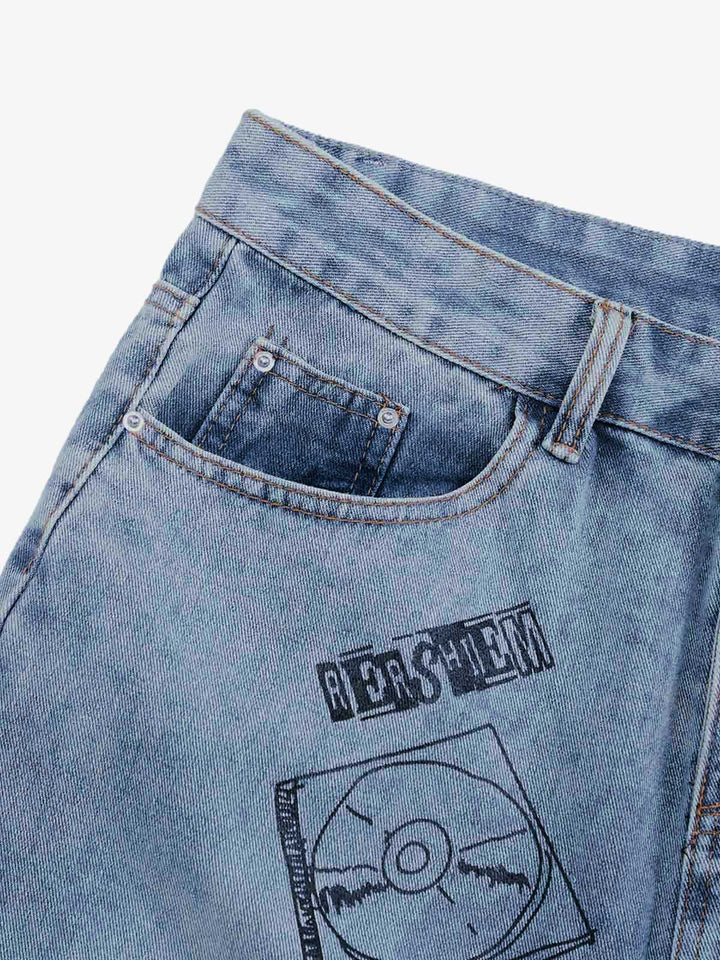 Retro Fun Graffiti Denim Jorts