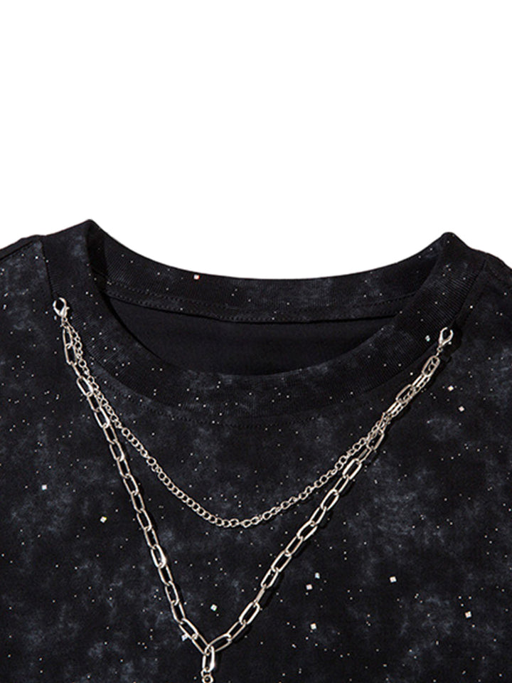 Retro Rhinestone Cross Chain Vest