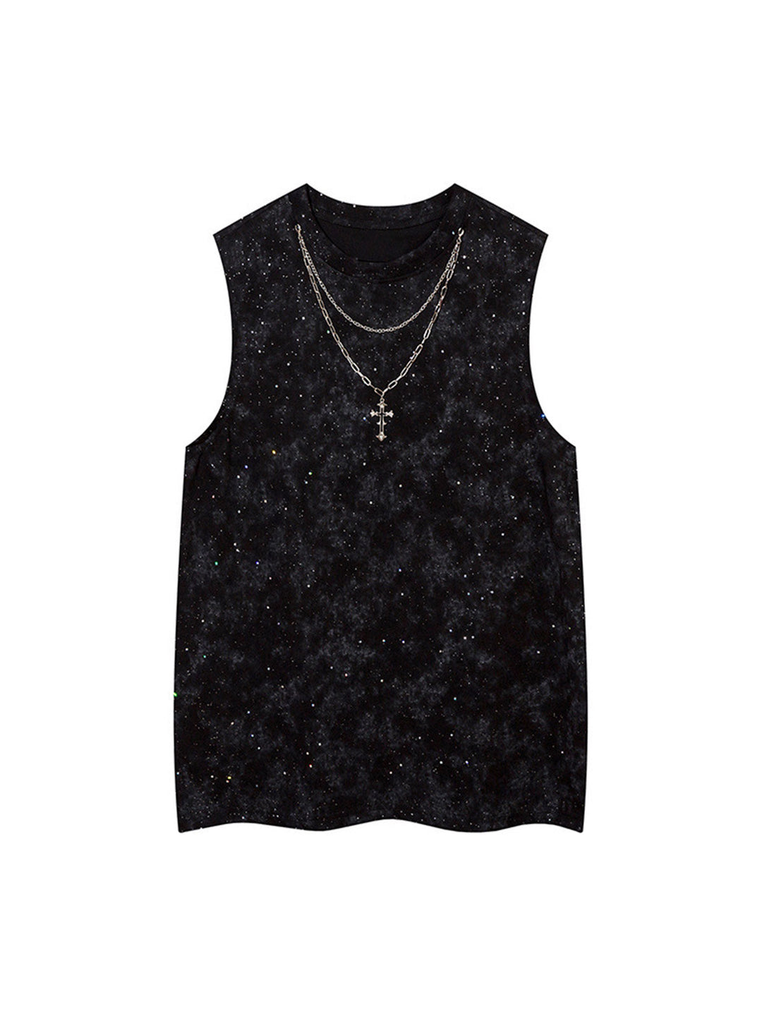 Retro Rhinestone Cross Chain Vest