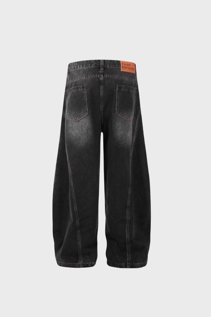 'Rogue' Washed Distressed Wide-Leg Jeans