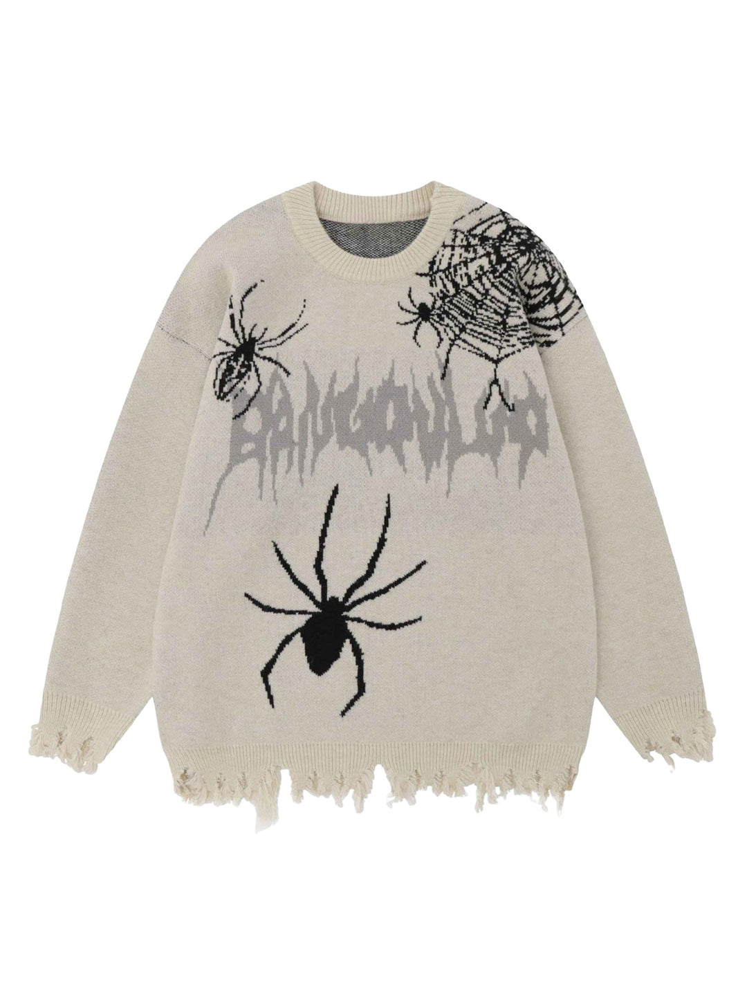 Round-neck Spider Destroy Design Sweater- 1976