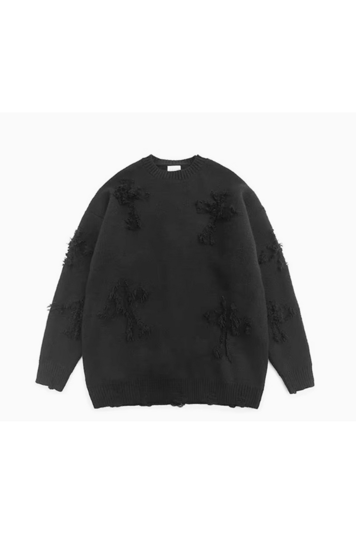 'Ryder' Retro Tassel Cross Sweater