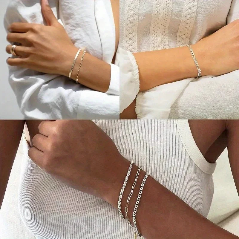 Minimalistic Stack Cuban Bracelets Women - MyGarments