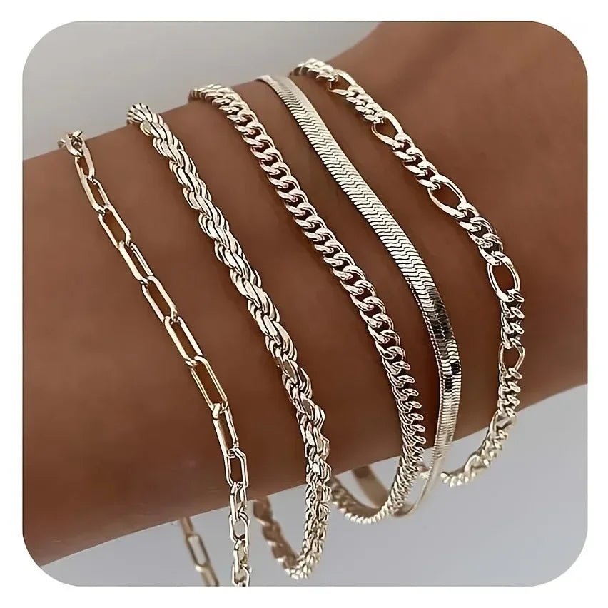Minimalistic Stack Cuban Bracelets Women - MyGarments