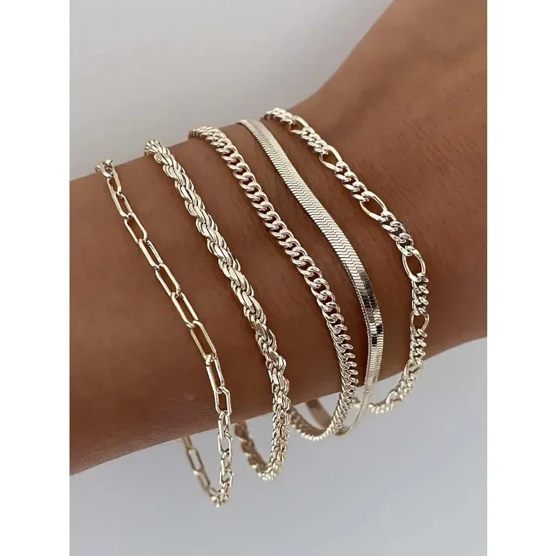 Minimalistic Stack Cuban Bracelets Women - MyGarments