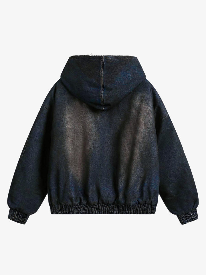 Thesupermade Washed Denim Fur Hooded Jacket - 2265
