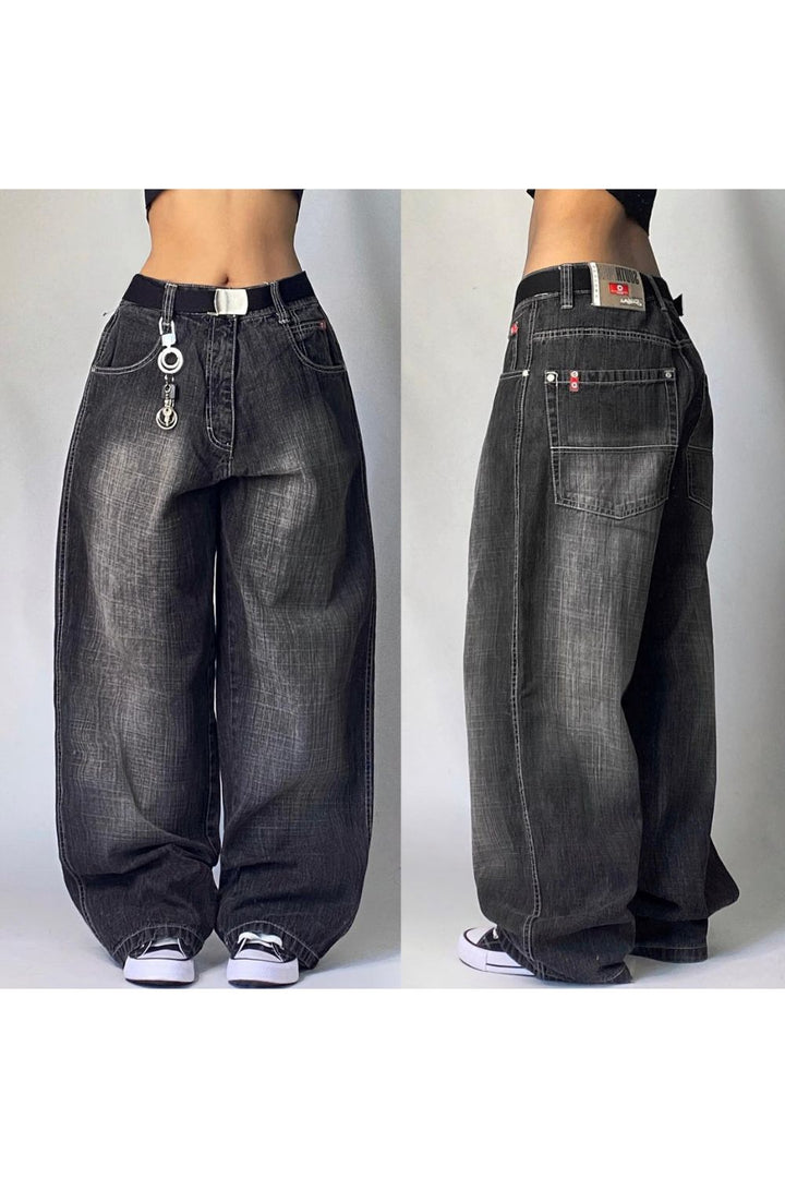 Washed Dark Baggy Jeans