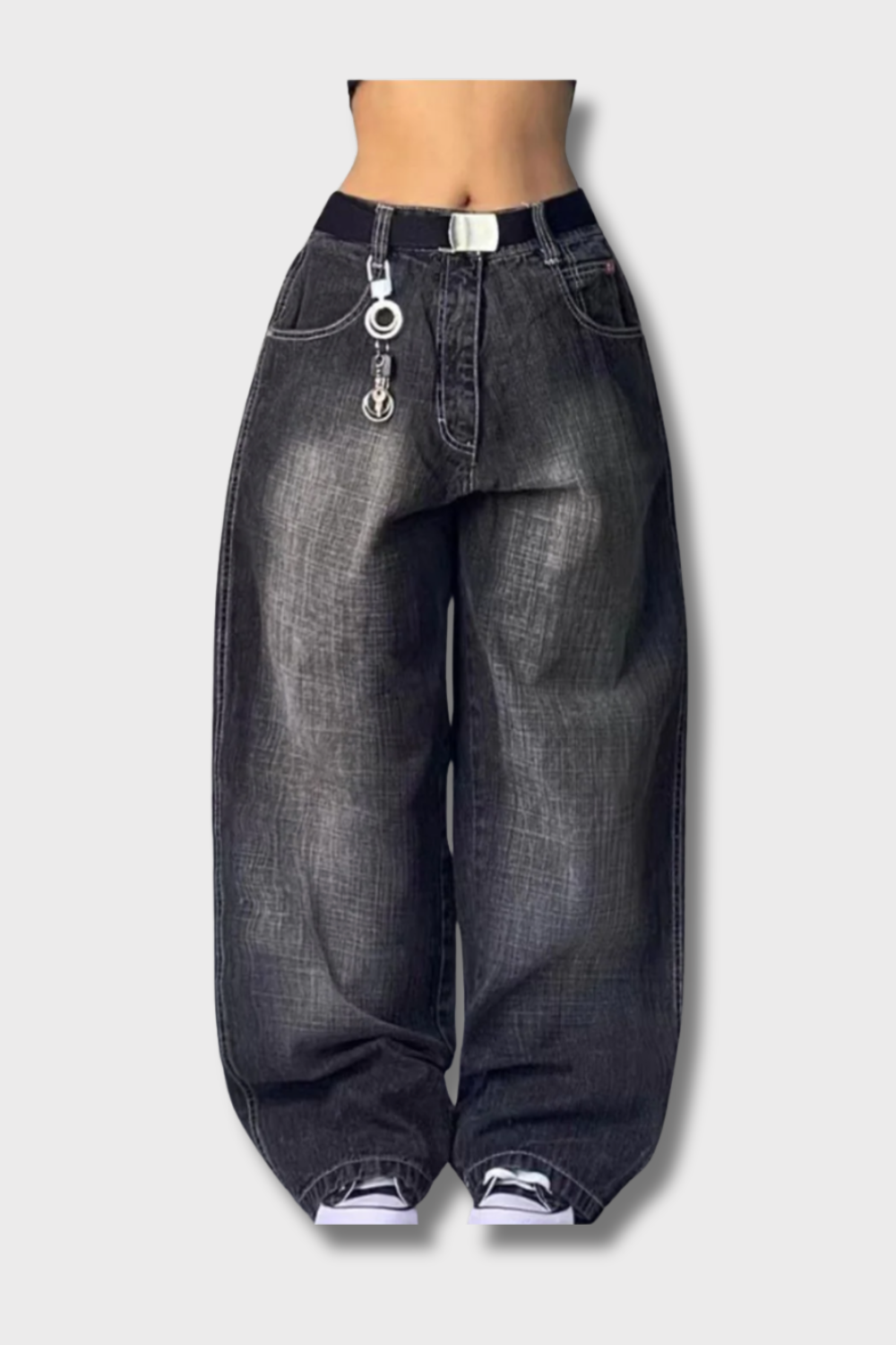 Washed Dark Baggy Jeans