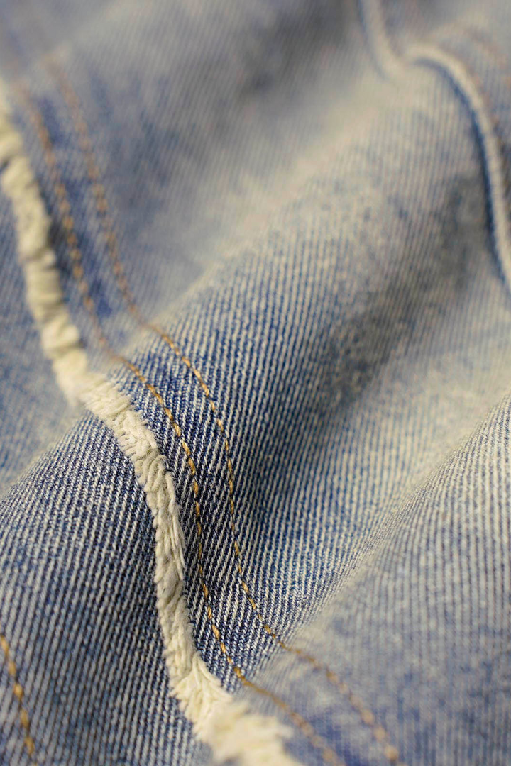 Washed Distressed Raw Edge Baggy Jeans