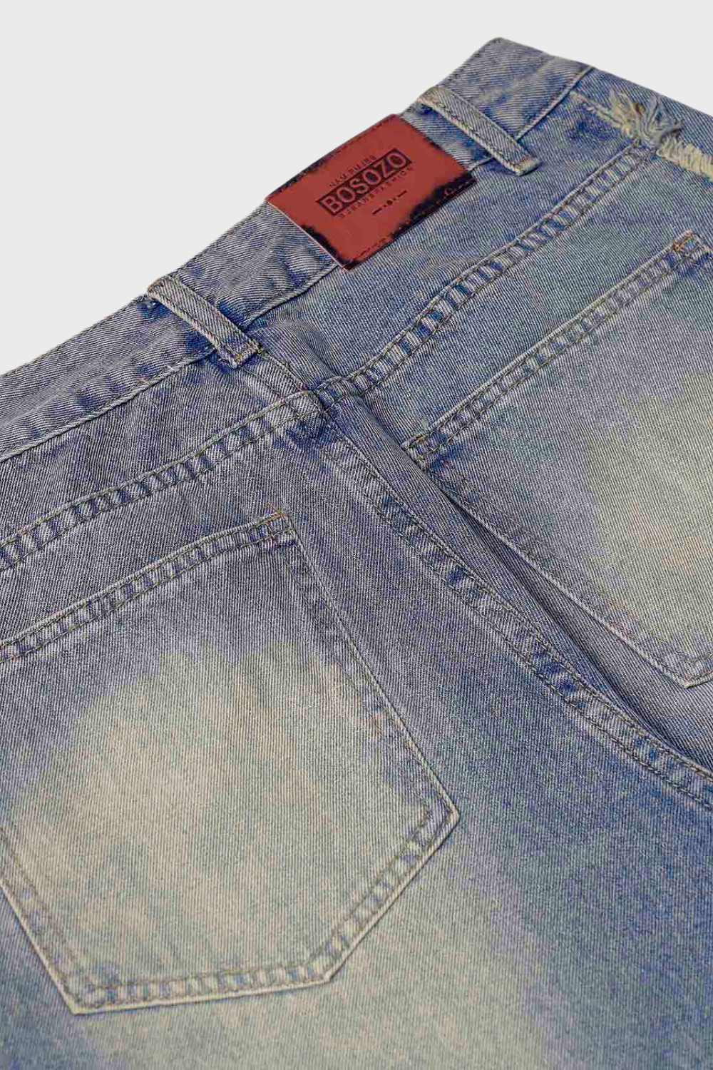 Washed Distressed Raw Edge Baggy Jeans