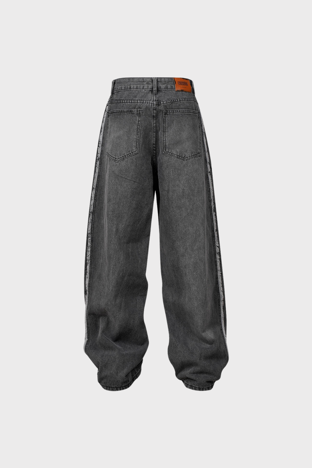 Washed Distressed Raw Edge Baggy Jeans