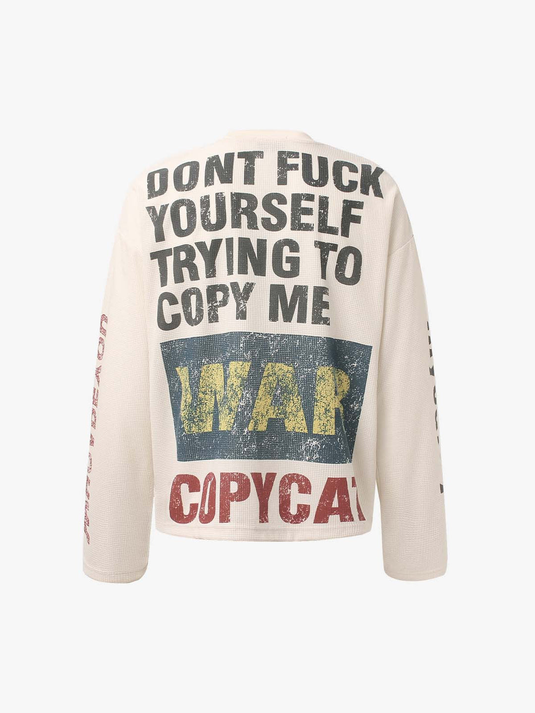 Waffle Knit Graphic Print Crewneck Sweatshirt