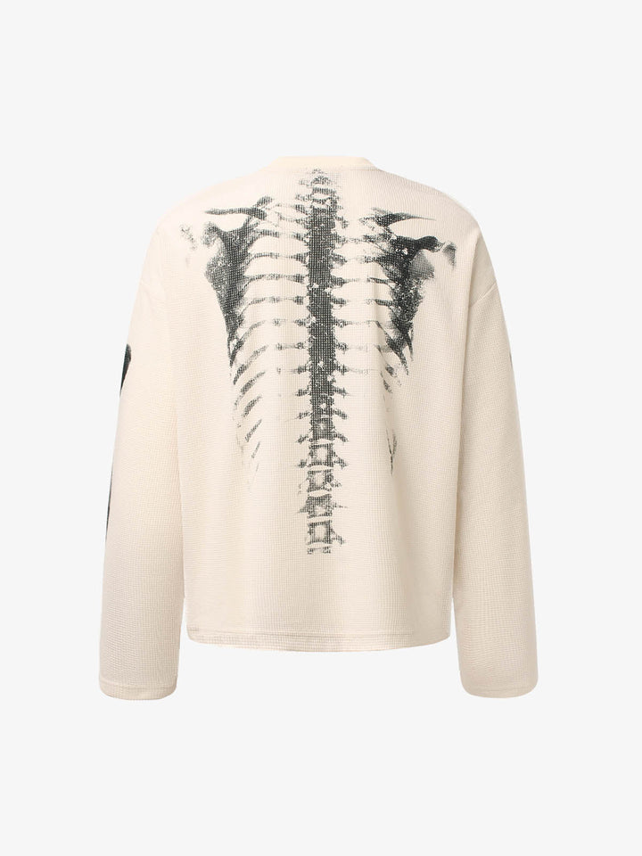 Skeleton Graphic Waffle Sweatshirt – Spooky Halloween Vibes