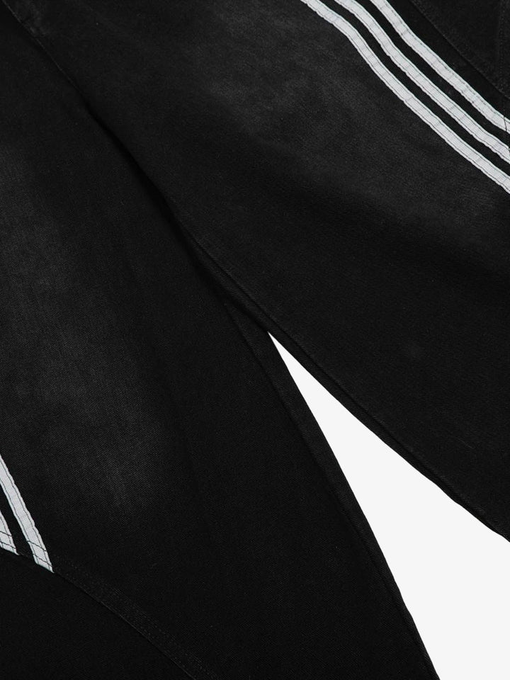 Denim Contrast Striped Stitching Barrel Jeans