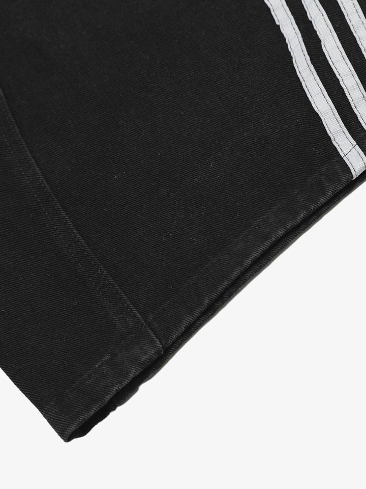 Denim Contrast Striped Stitching Barrel Jeans