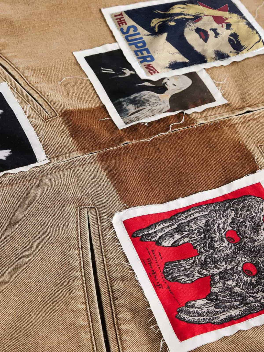 Punk Retro Collage Print Distressed Heavy Jacket - 2539