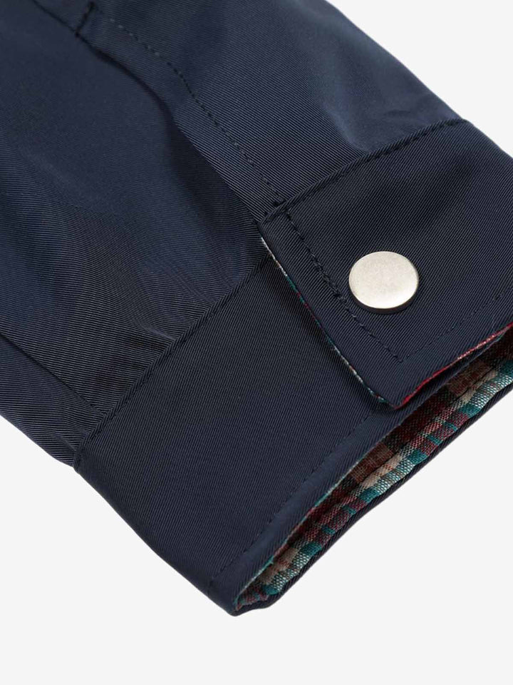 Faux Two-Piece Plaid Layered Workwear Jacket