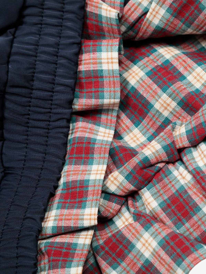Faux Two-Piece Plaid Layered Workwear Jacket